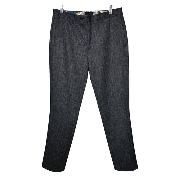 Ted Baker London Dress Pants Men 33R Charcoal Gray‎ Slim Tapered Modern Workwear - Picture 1 of 9
